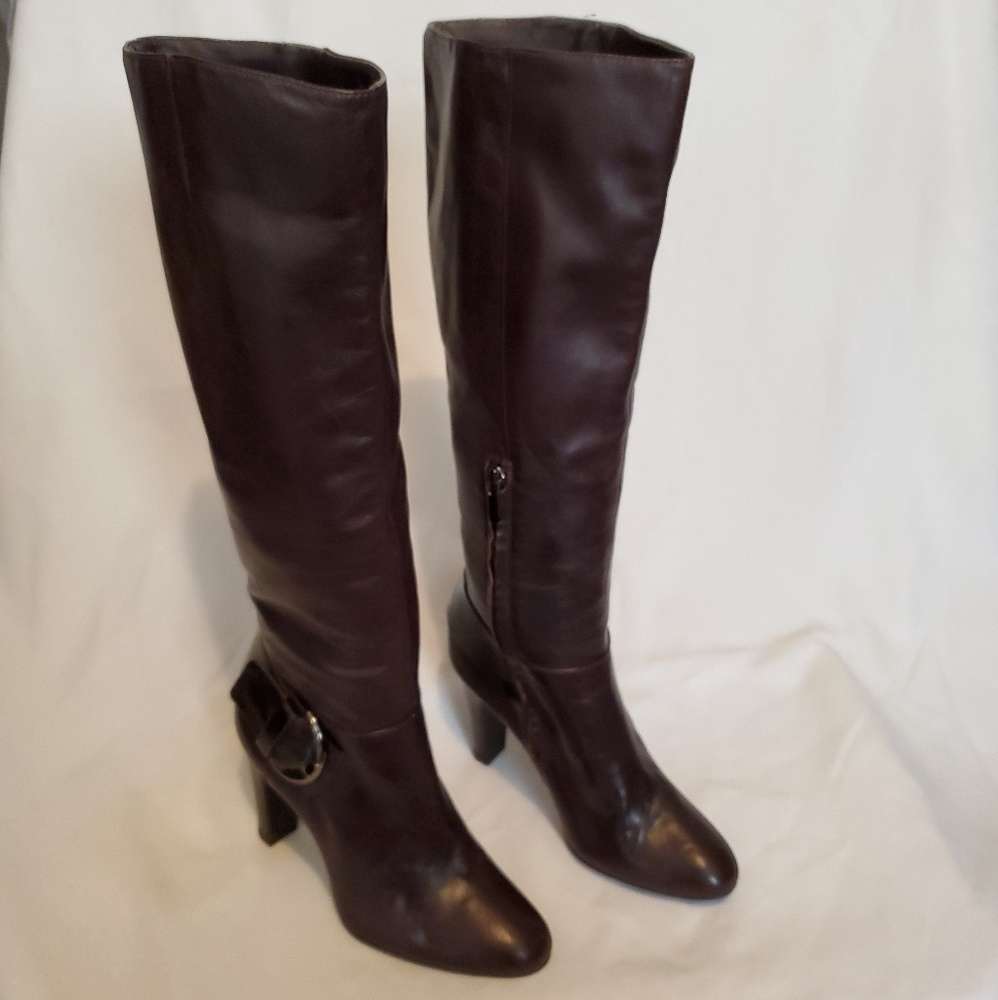 GIANNI BINI brown leather boots with side buckle